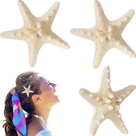 4 Pieces Starfish Hair Clip Mermaid Crown Mermaid Hair Accessories Mermaid Hair Clips Resin Sea S... | Amazon (US)