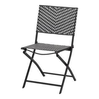 StyleWell Mix and Match Folding Wicker Outdoor Patio Dining Chair in Black and White-FDS40081 - T... | The Home Depot