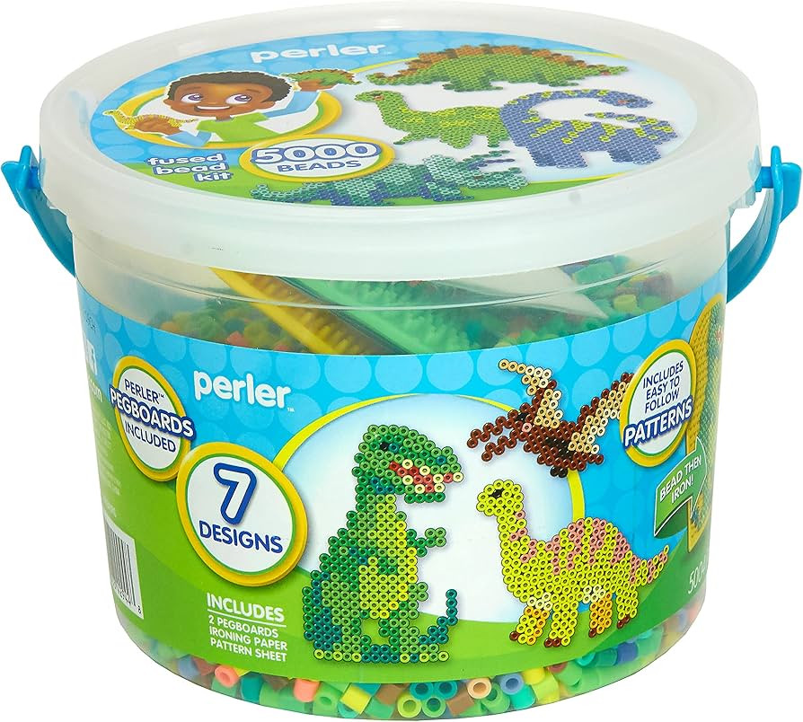 Perler Dinosaur Craft Bead Bucket Activity Kit, 5004 pcs | Amazon (US)