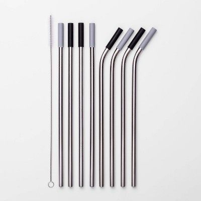 9pc Stainless Steel Straws with Cleaning Brush - Room Essentials™ | Target