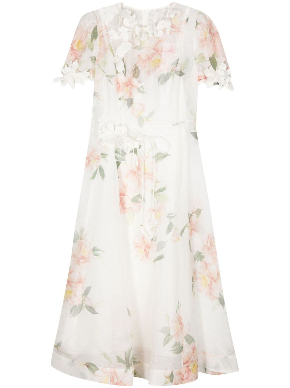 ZIMMERMANN Liftoff Flower midi dress - Neutrals | Farfetch Global