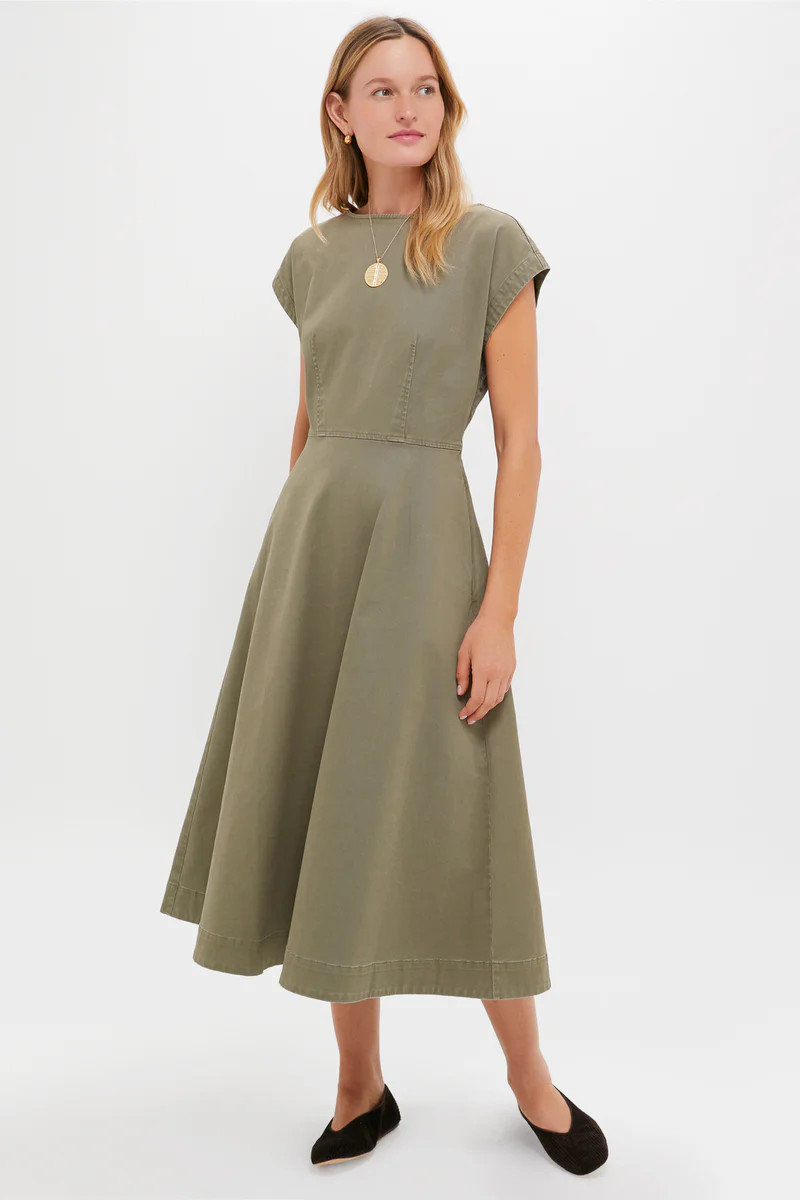 Burnt Olive Chino Solen Midi Dress | Tuckernuck (US)