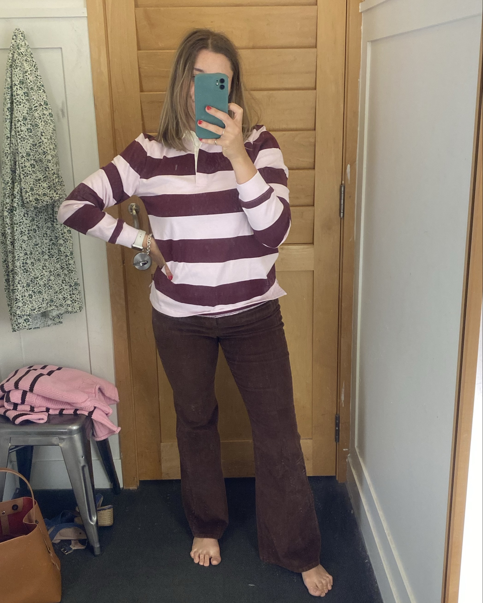 J.CREW TRY ON // STRIPE RUGBY SHIRT // runs large. size down for a more fitted look. keep your regular size for an oversized look // 

CORDUROY FLARE PANTS // runs slightly small (generally the case with J.Crew pants) // I liked these pants. I went in store to try on the wide leg version but they were out of my size. Great inseam for the shorter gals (I'm 5'5")   

 #LTKSeasonal #LTKMidsize