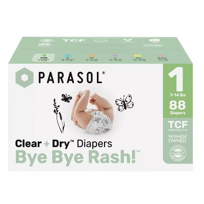 Parasol Clear+Dry Natural Disposable Diapers - Size 1 - 88ct | Target