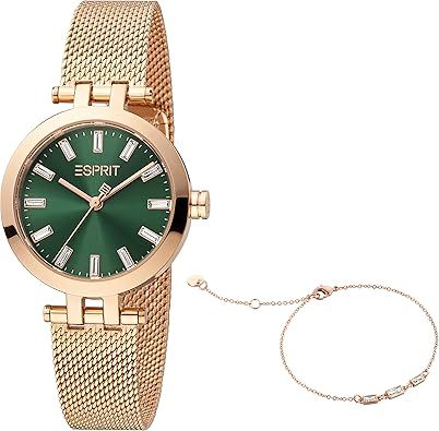 Esprit Women's Emerald Green Dial Quartz Analog Watch, Rose Gold, Rose Gold, Bracelet | Amazon (US)