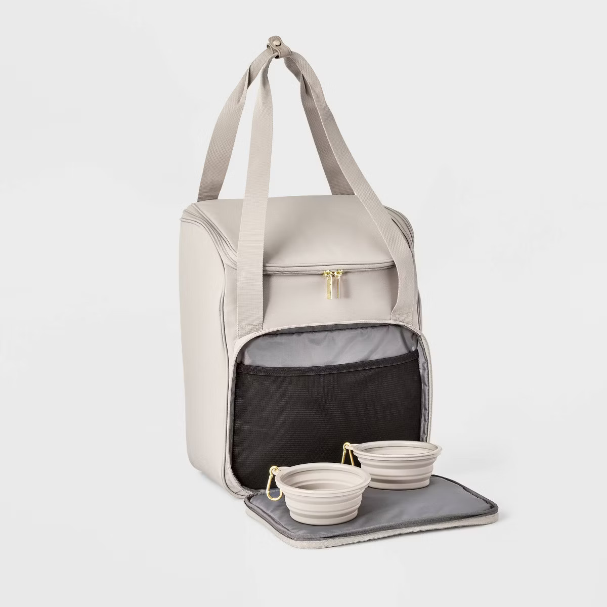 Pet Travel Gear Bag with Bowls Taupe - Open Story™ | Target