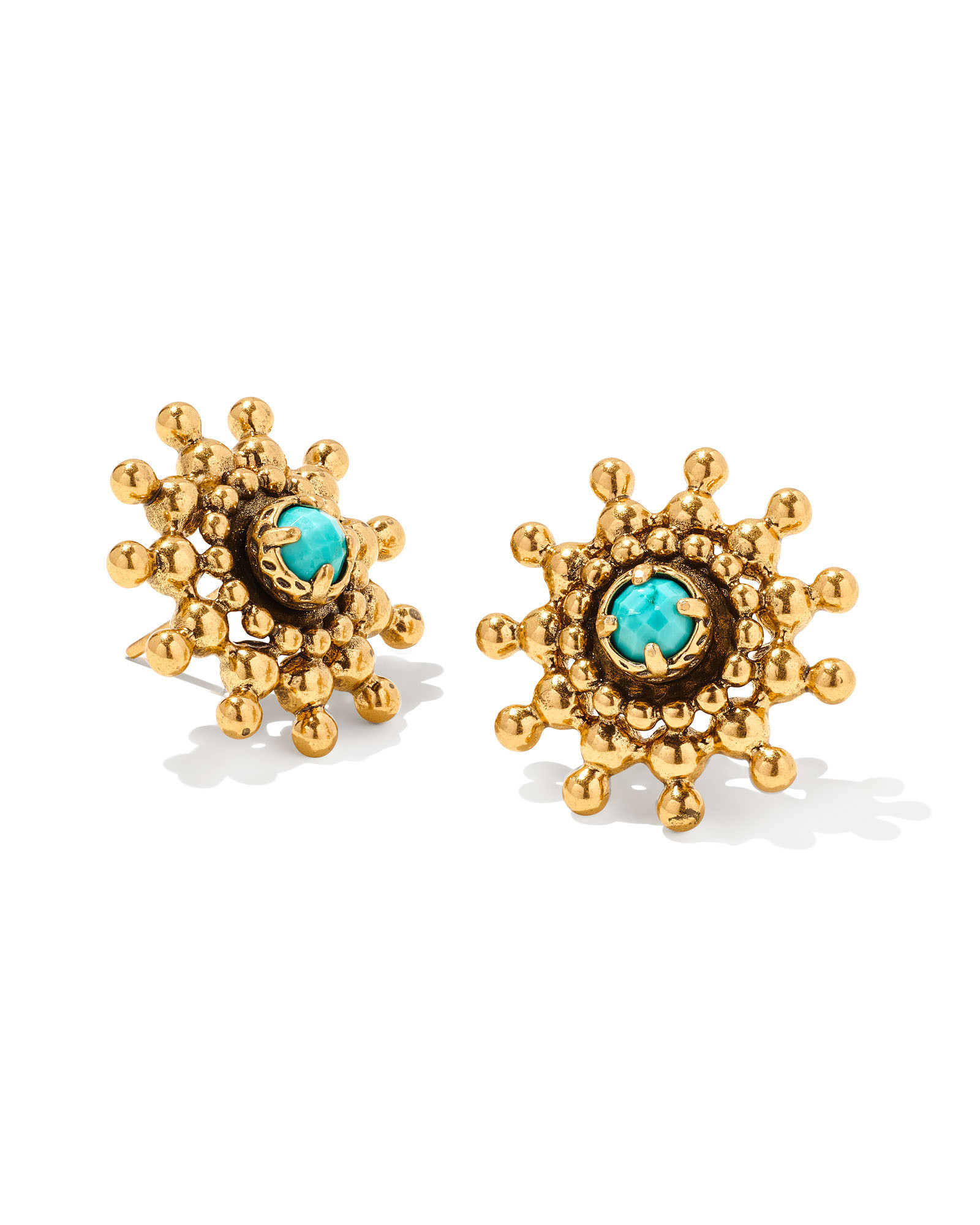 Dryden Vintage Gold Stud Earrings in Variegated Turquoise Magnesite | Kendra Scott