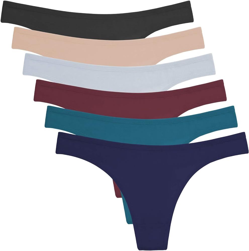 Women's Breathable Cotton Thong Panties Pack of 6 | Amazon (US)