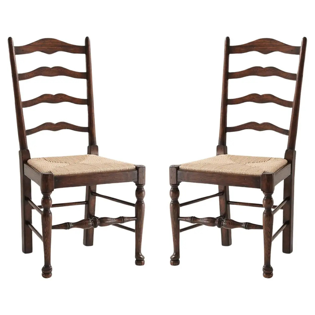 English Oak Ladderback Side Chairs For Sale at 1stDibs | 1stDibs
