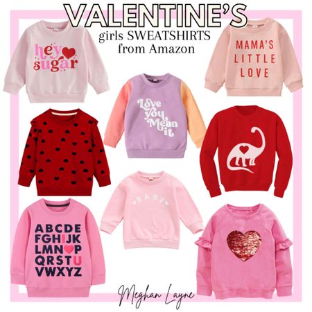 Valentines sweatshirts for girls. Valentines Amazon finds. Amazon fashion. Amazon kids. Valentine’s Day outfits for girls. 

#LTKkids #LTKGiftGuide #LTKSeasonal