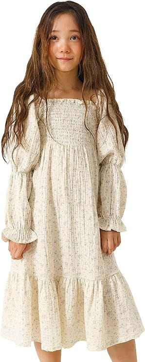NOTHING FITS BUT Girl’s Classic Cotton Dress, Muslin Yuki Gown, Kids Casual Long Dress | Amazon (US)