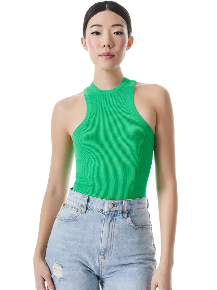 ALEENA FITTED RIB TANK | Alice + Olivia