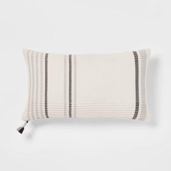 Oversized Woven Striped Lumbar Throw Pillow with Tassel Zipper - Threshold™ | Target