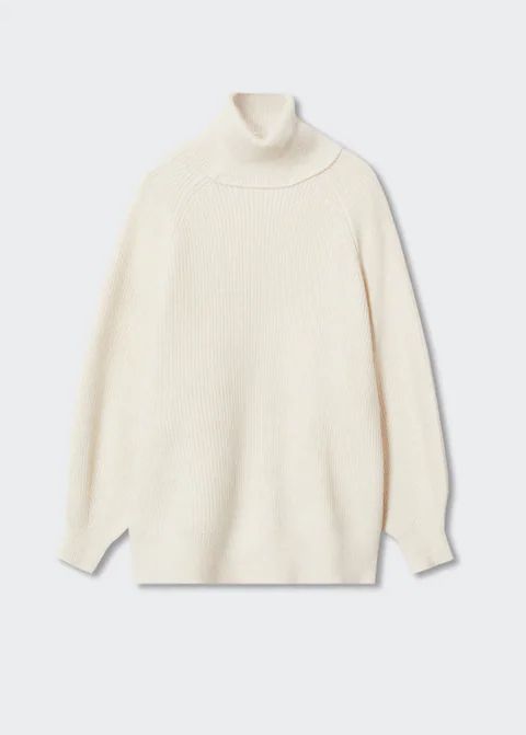 Rolled neck cable sweater | MANGO (US)