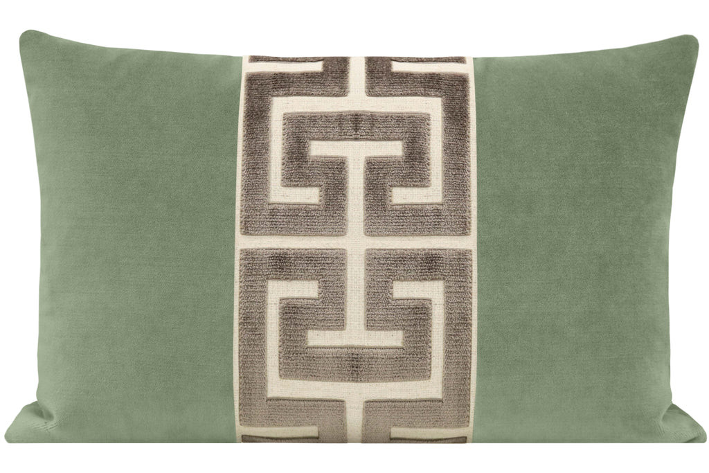 THE LITTLE LUMBAR :: SOCIETY VELVET // EUCALYPTUS + TAUPE GREEK TRIM | LITTLE DESIGN COMPANY
