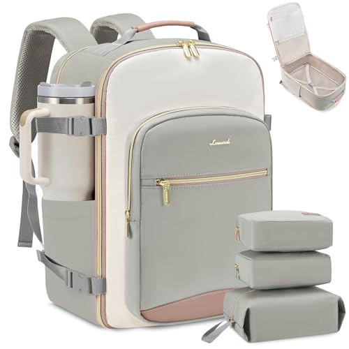 LOVEVOOK 50L Travel Backpack for Women & Men, Airline Approved Carry On Luggage with 3 Packing Cubes, TSA Overnight Bags, Waterproof Personal Item Bag, Weekender Essentials Backpacks fits 17" Laptop | Amazon (US)