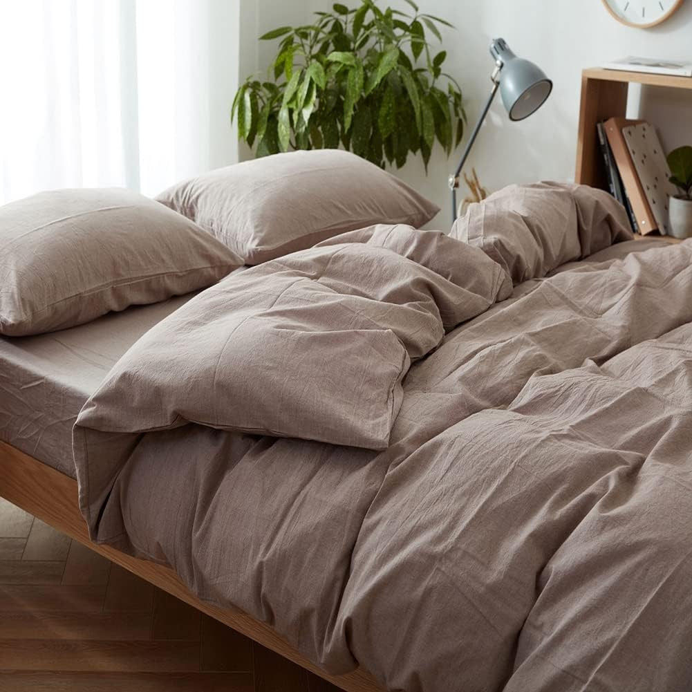 Bean Paste Duvet Cover King, Modern Simple Style Solid Colored Bedding Set, 3 Pieces Ultra Soft W... | Amazon (US)