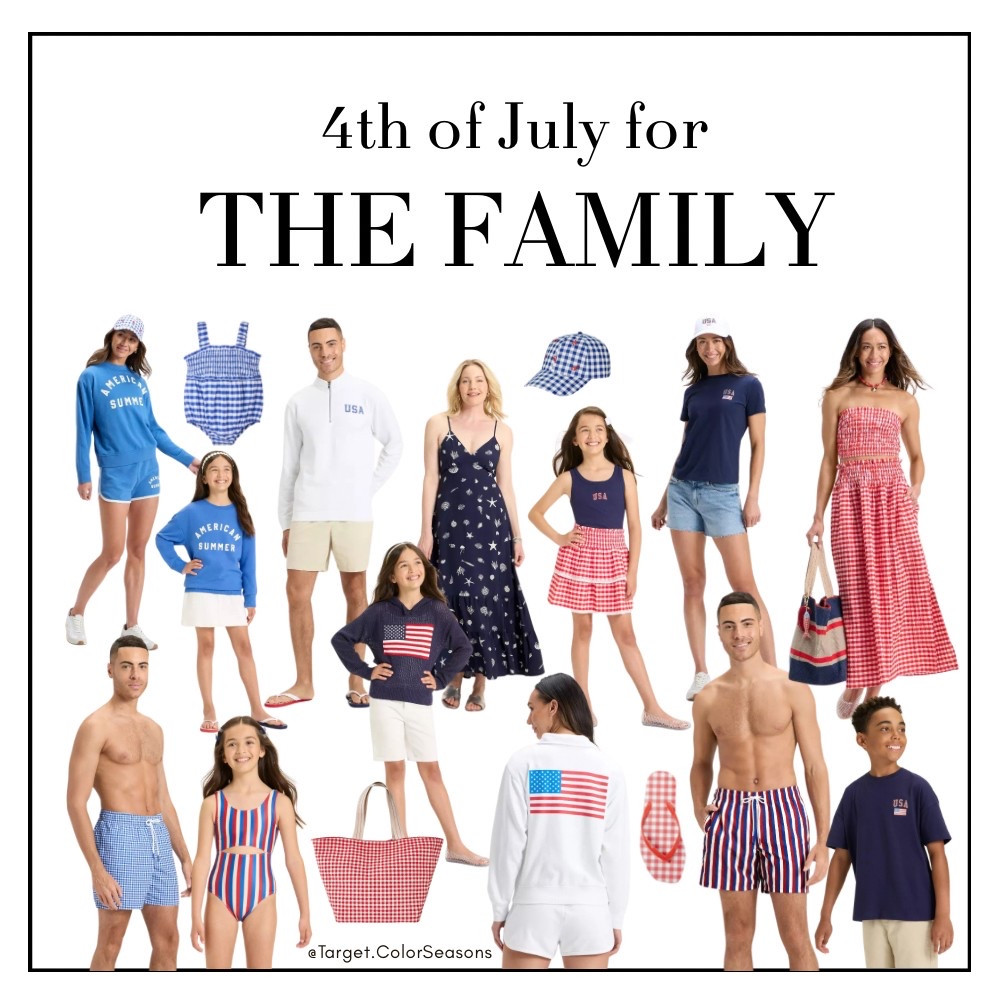 4th of July Outfits for the WHOLE FAMILY at Target! 🎯 ♥️🤍💙

🌷Red, white & blue stripes
☀️ Blue gingham, Red gingham, American Summer Blue
🍂 Red, white & blue stripes, Red gingham
❄️ Blue gingham, Navy, White USA



#LTKFindsUnder50 #LTKSeasonal #LTKSummerEdit