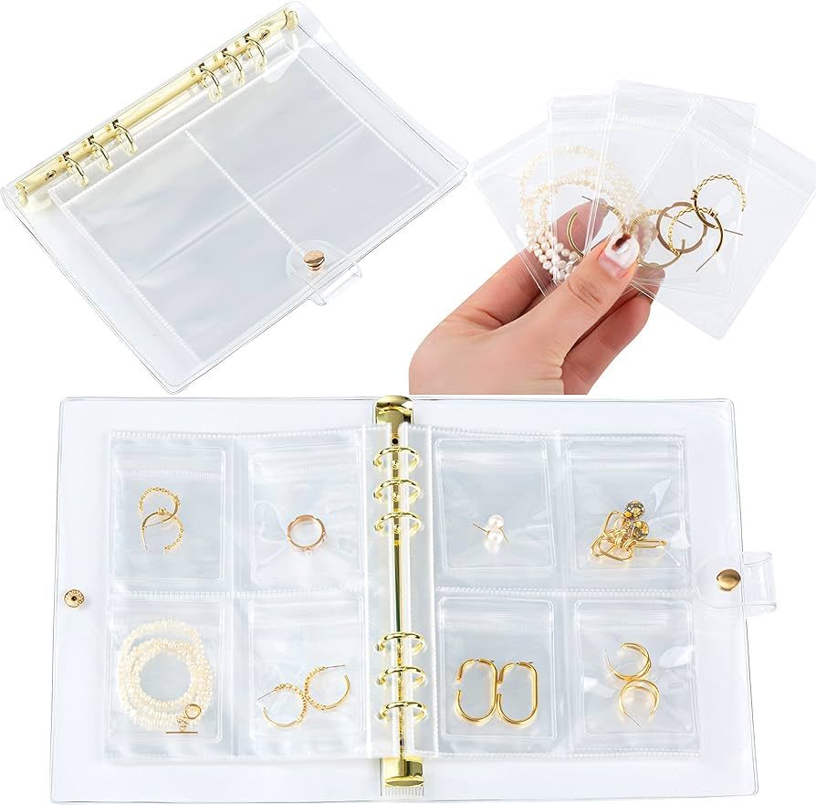 Transparent Jewelry Storage Book Set, Upgraded Binder Organizer, Portable Hanging Travel Organize... | Amazon (US)
