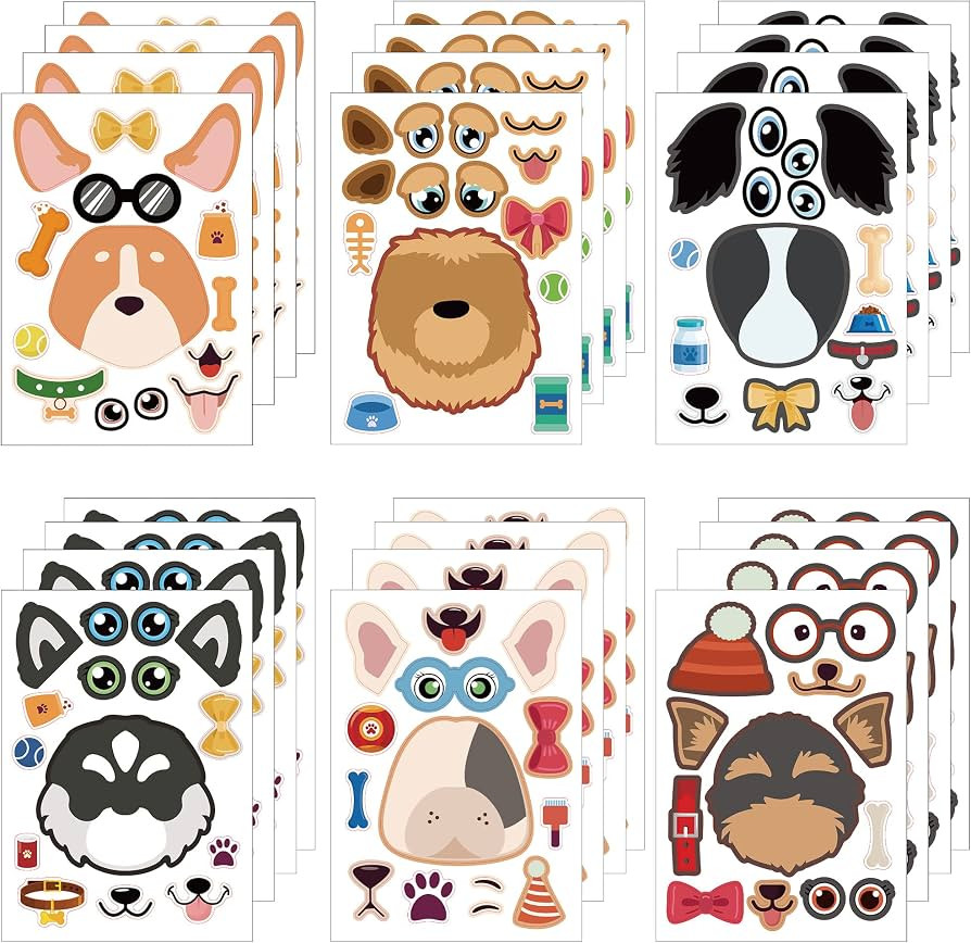 Dorgua Make-a-face Sticker Set, Make A Dogs Stickers for Kids Dog Lover, DIY Craft Stickers Face ... | Amazon (US)