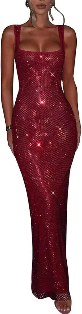Ouyisha Sparkly Sequin Prom Dress Maxi Sexy Mermaid Bodycon Formal Party Club Dress 2025 | Amazon (US)