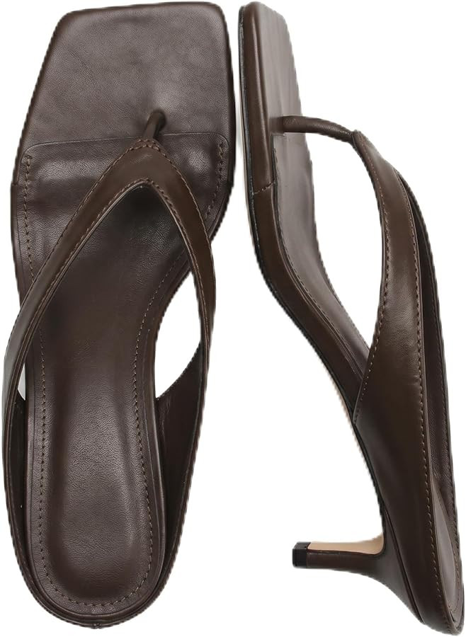Riekhany Riekany Kitten Heeled Sandals for Women Slip On Square Clip Toe Flip Flips Low Heel Pump... | Amazon (US)