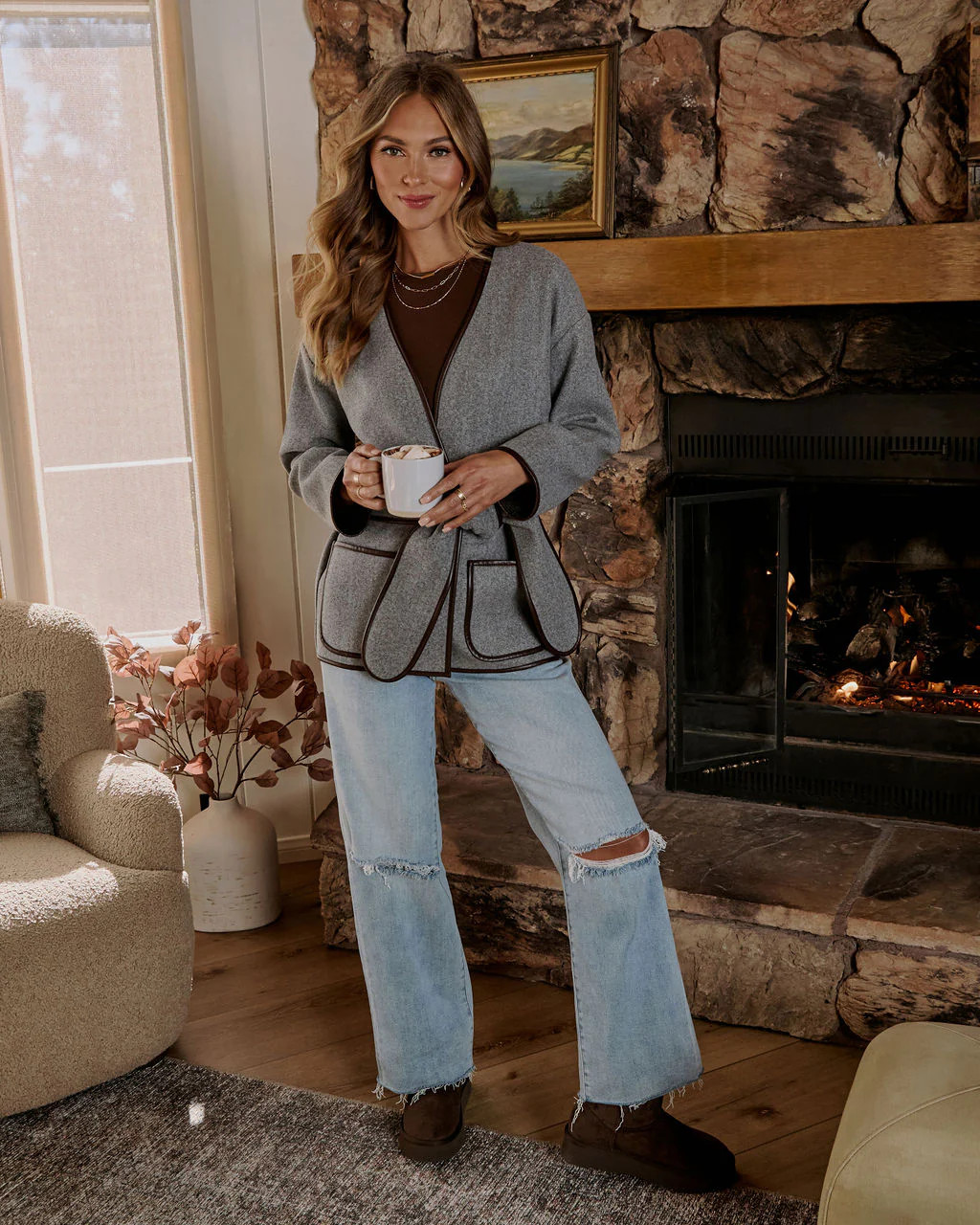 Chill Bound Contrast Trim Wrap Coat | VICI