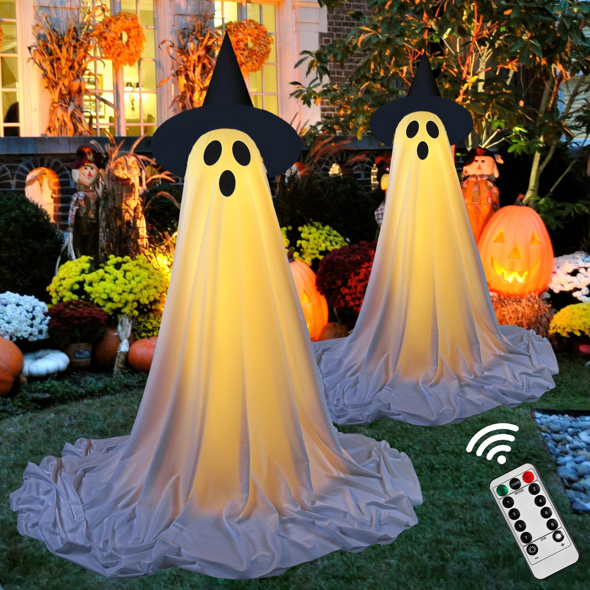 2Packs Halloween Decorations Outdoor,Halloweens Party Decoration Indoor,Spooky Ghost with Remote ... | Amazon (US)