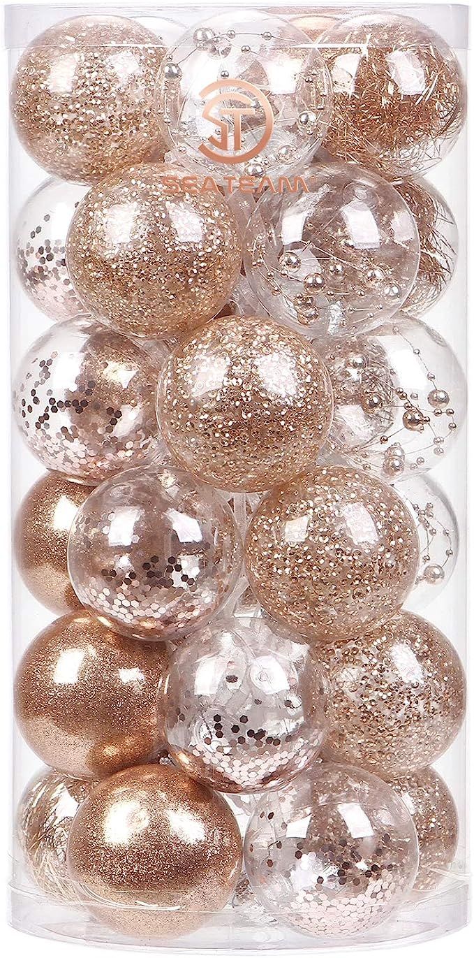 Sea Team 60mm/2.36" Shatterproof Clear Plastic Christmas Ball Ornaments Decorative Xmas Balls Bau... | Amazon (US)