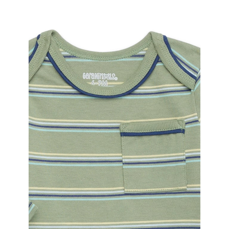 Garanimals Baby Boy Long Sleeve Striped Jersey Bodysuit with Pocket, Sizes 0-24 Months | Walmart (US)