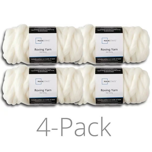 Mainstays Super Bulky Acrylic Ivory Yarn, 26 yd (4 Pack) | Walmart (US)