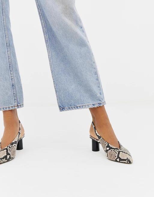 Office Mischief snake effect slingback heeled shoes | ASOS US