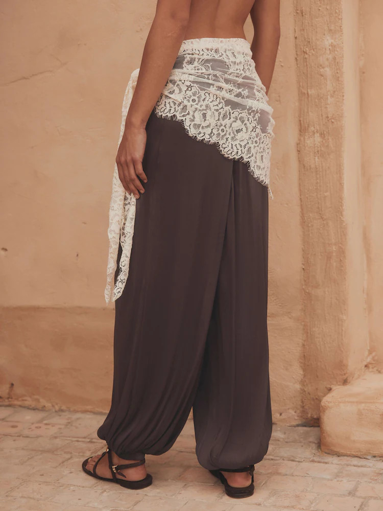 Buy Rust Brown Lace Scarf Balloon Leg Trousers from Next Ireland | Next EU