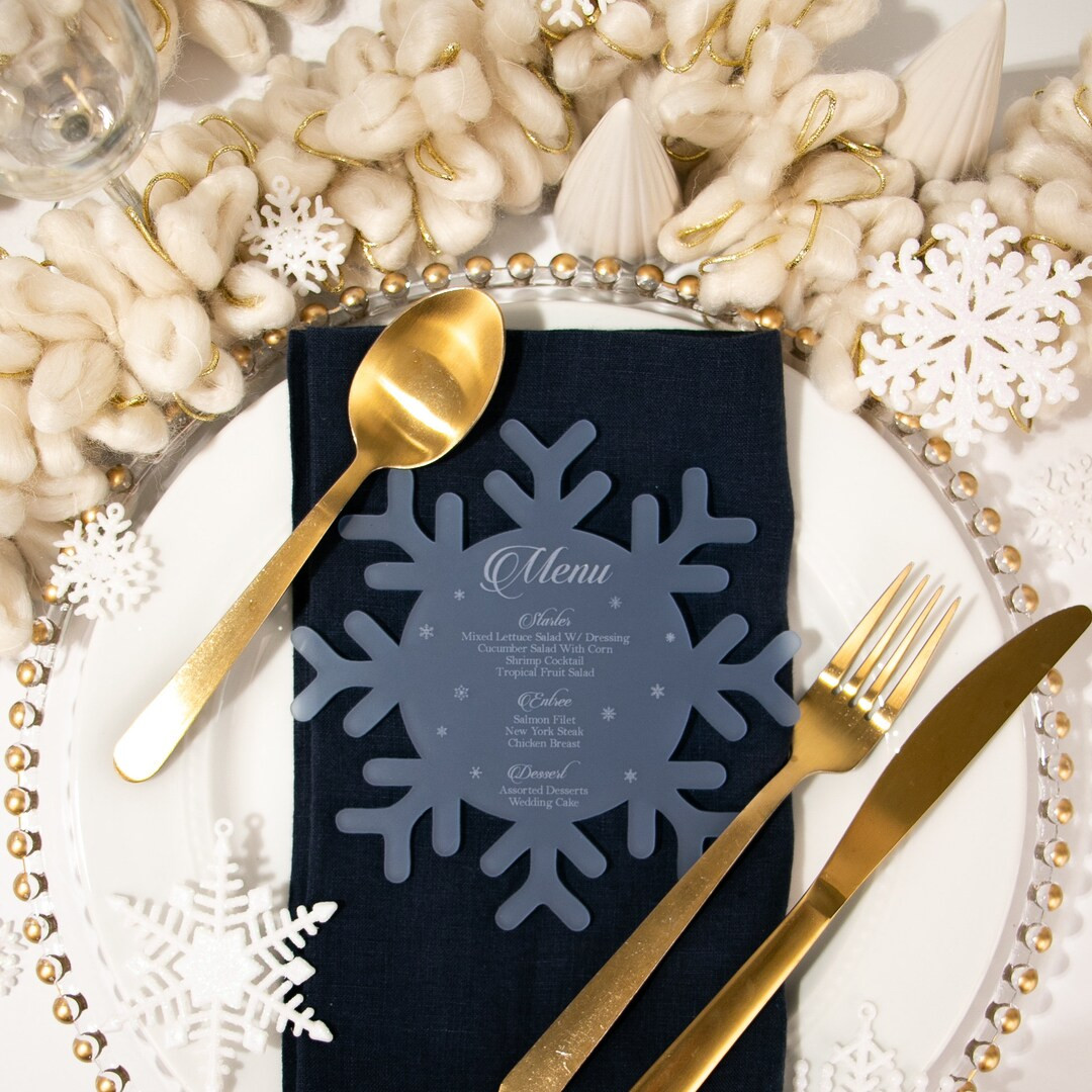 Snowflake Menu Pack of 10 Custom Acrylic Laser Engraved 3 Colors Wedding & Events Personalized Di... | Etsy (US)