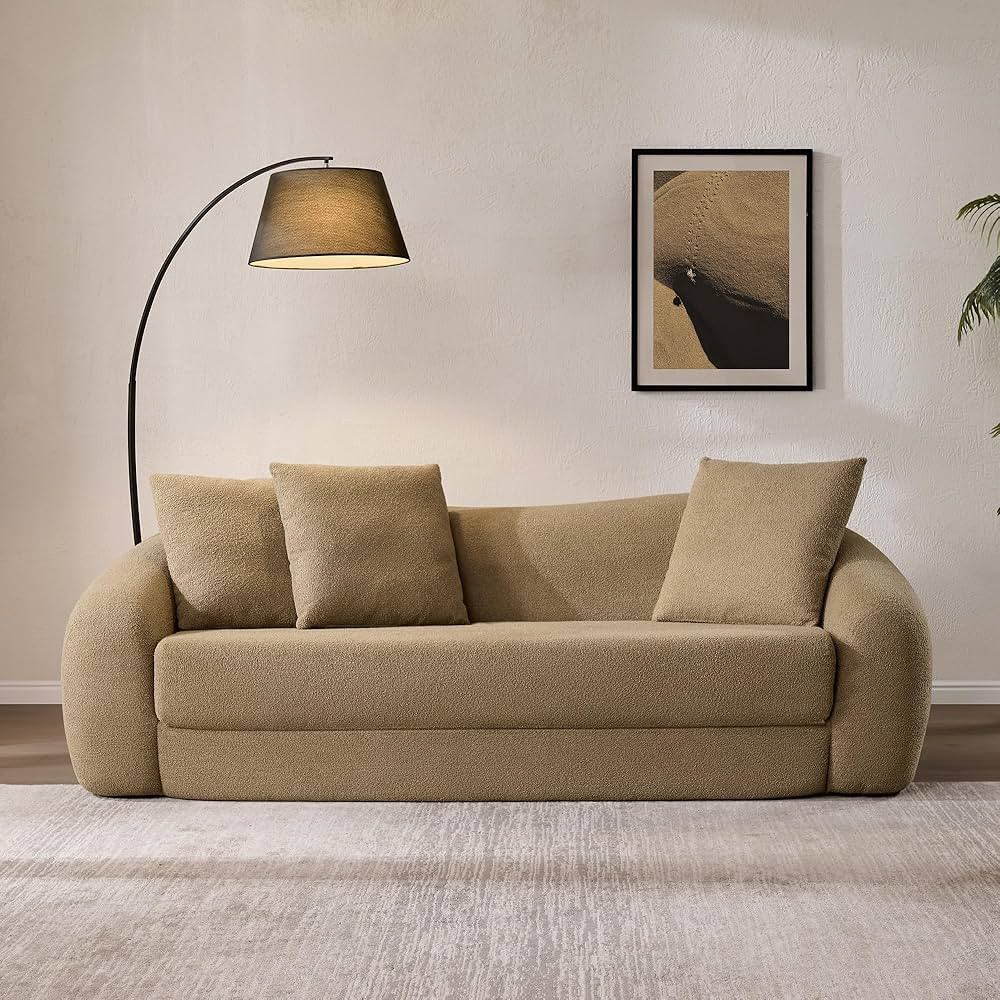 SICOTAS 90.6" Curved Convertible Sofa Couch Bed for Living Room Futon Cloud Boneless Sleeper Sofa... | Amazon (US)