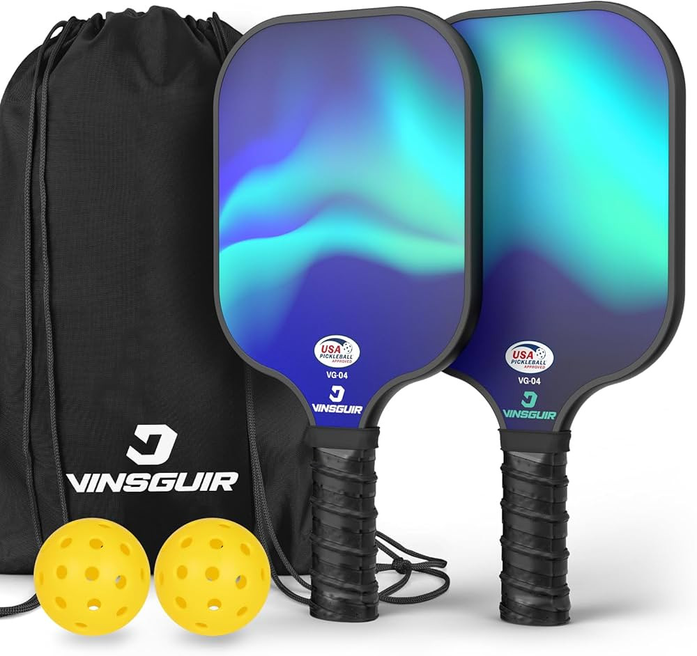 VINSGUIR Pickleball Paddles, Fiberglass Pickleball Paddles Set of 2, Lightweight Pickleball Racke... | Amazon (US)