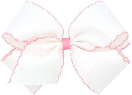 Girls' Classic Grosgrain Moonstitch Hair Bow on a WeeStay No-Slip Hair Clip, King, White with Lig... | Amazon (US)