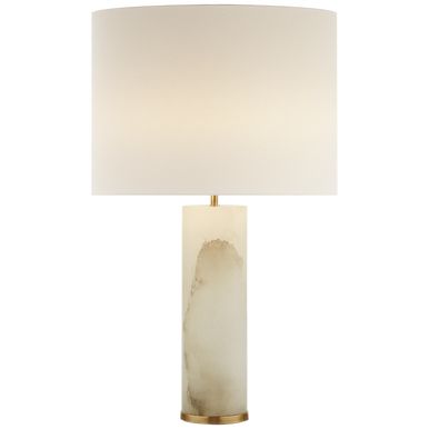 Lineham Table Lamp, 2-Light, Alabaster, Linen Shade, 29.5"H (ARN 3024ALB-L 2K3PP) | Lighting Reimagined