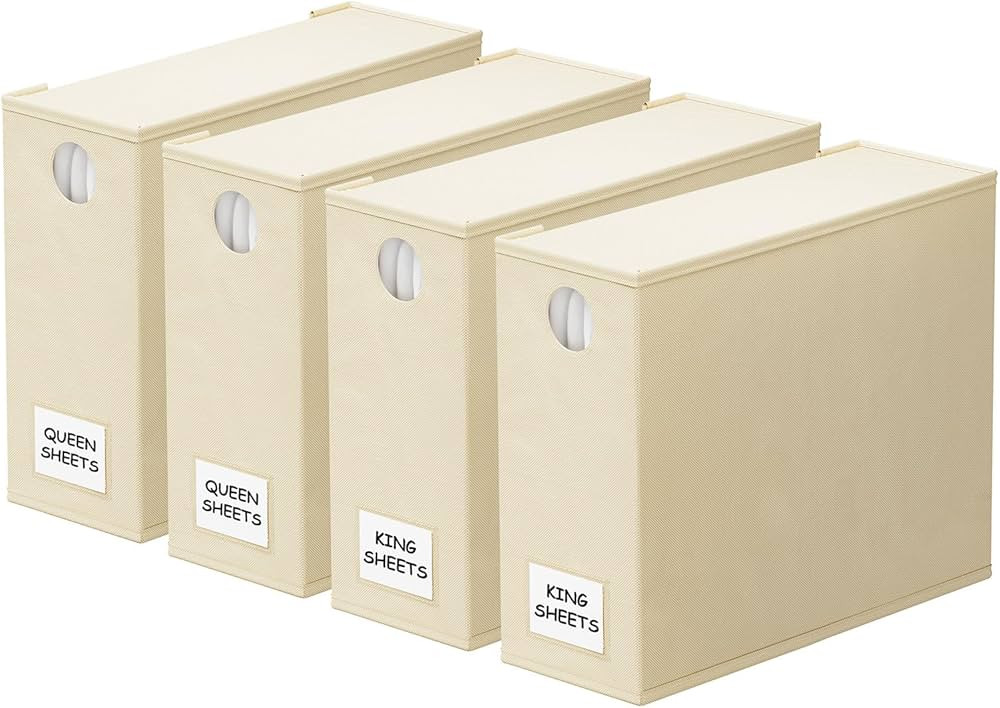 SpaceAid 4 Pack Bed Sheet Organizers and Storage, Foldable Sheet Organizer for Linen Closet, Shee... | Amazon (US)