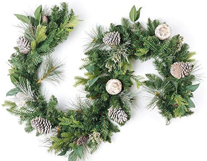 CraftMore Brooklyn Pine Garland with Grey Pinecones and Birch Christmas Decor Balls | Amazon (US)