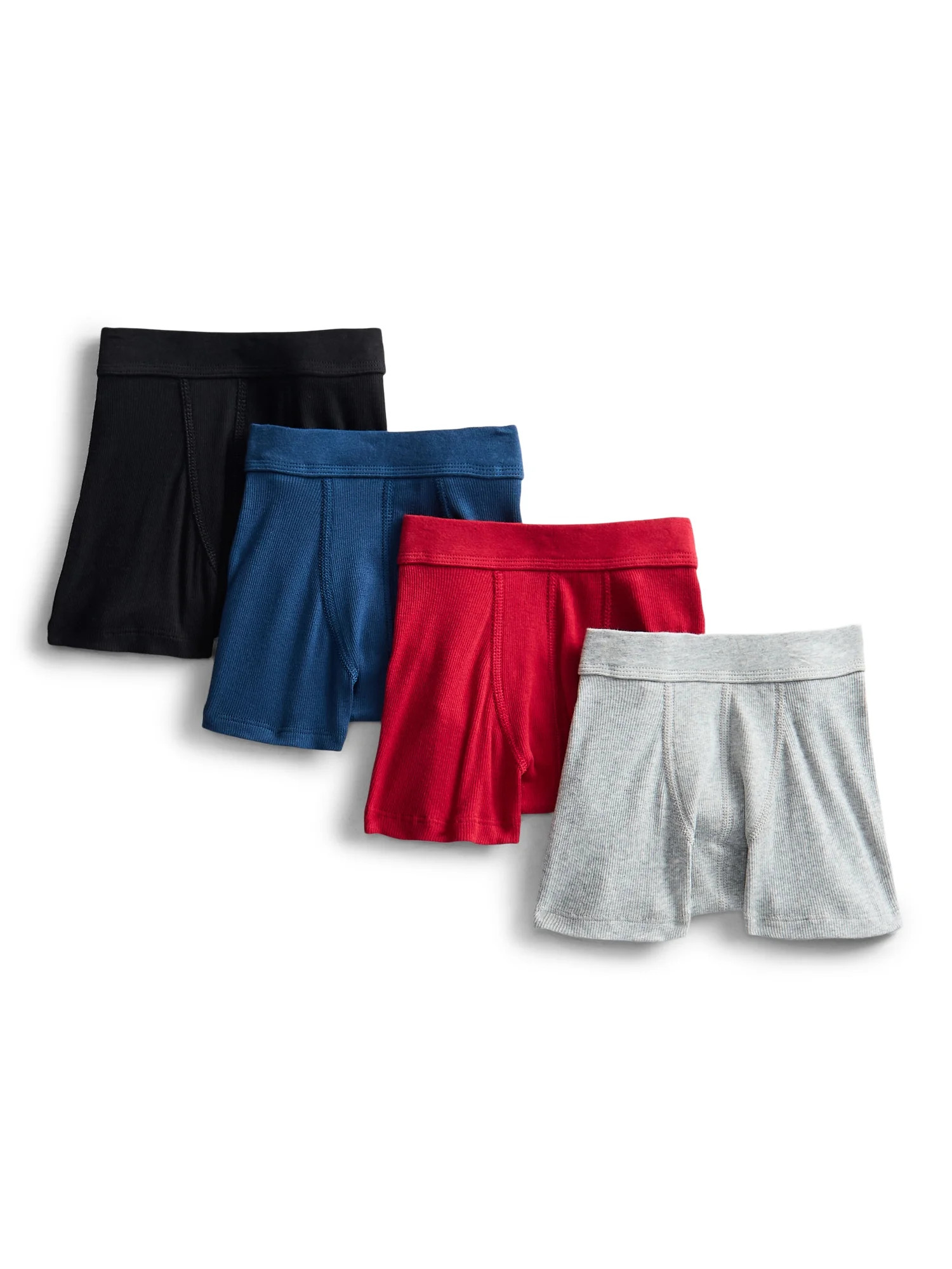 Weekend Academy Boys Stretch Ribbed Knit Boxer Briefs, 4-Pack, S-XL | Walmart (US)