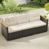 Costway 3-Seat Patio Couch Sofa PE Rattan Wicker Outdoor Loveseat Furniture Set | Walmart (US)