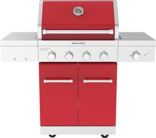 KitchenAid 3-Burner 48,000 BTU Propane Gas Grill w/ Side-Burner, Red | Amazon (US)