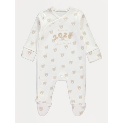 George Cream Born In 2026 Long Sleeve Sleepsuit - White | George