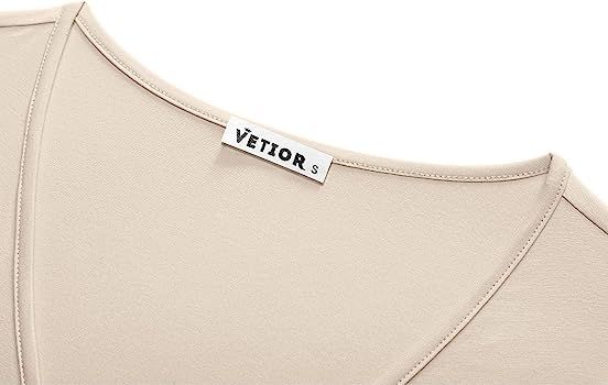 VETIOR Women's Deep V Neck Short Sleeve Tops Unique Slim Fit Cross Wrap Shirts Crop Tops | Amazon (US)