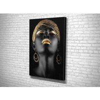 African Woman Canvas Print Afro Beauty Gold Portrait, Large Wall Art | Etsy (US)