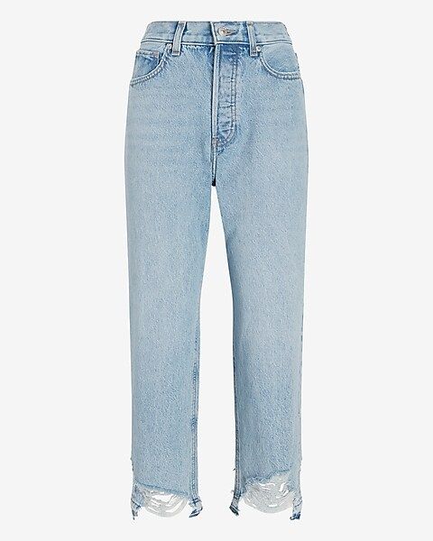 High Waisted Original Cropped Ripped Hem Dad Jeans | Express