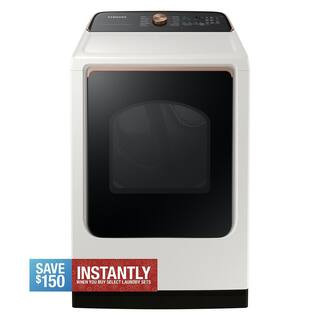 Samsung 7.4 cu. ft. vented Smart Electric Dryer with Steam Sanitize+ in Ivory DVE55CG7500E - The ... | The Home Depot