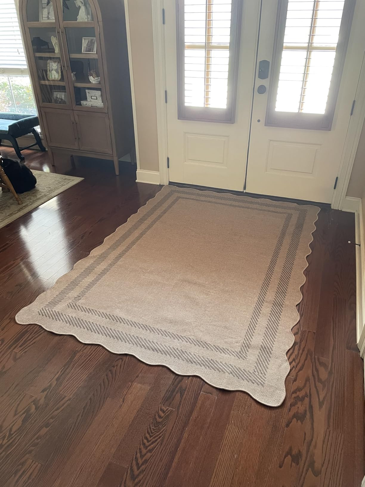 LIVEBOX Scalloped Easy Jute Checkered 3x5 Rug, Washable Non-Slip Tan Rugs for Entryway, Geometric... | Amazon (US)