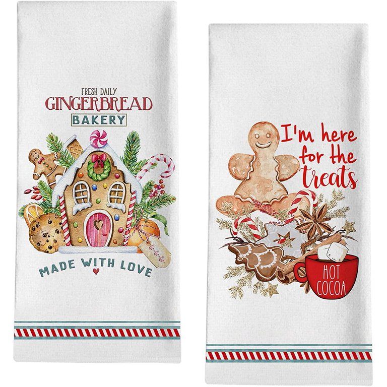 JOOCAR Christmas Kitchen Towel, 27.5x16 Inch Christmas Decor Towel, Gingerbread Man Bakery Candy ... | Walmart (US)